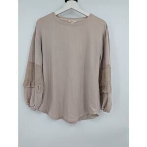 Matilda Jane Dancing Queen Pullover Women's Small Taupe Eyelet Detail